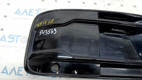 Грати переднього бампера права Audi Q7 16-19 чорний глянець під парктронік без радара, з заглушкою, пісок