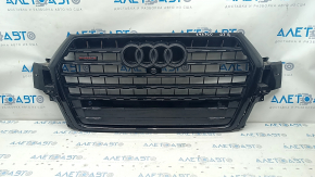Грати радіатора grill у зборі Audi Q7 16-19 чорний глянець, під камеру, під парктроніки, пісок, пофарбовані емблеми.