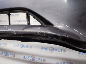 Бампер передний голый Mazda 3 14-16 BM дорест, графит, надломы, прижат, царапины, сломаны крпеления