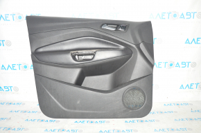 Обшивка двери карточка передняя левая Ford Escape MK3 17-19 рест, черн, потерта, трещина