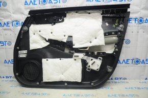 Обшивка дверей картка передня ліва Nissan Leaf 18-21 чорна з чорною вставкою шкіра, підлокітник ганчірка