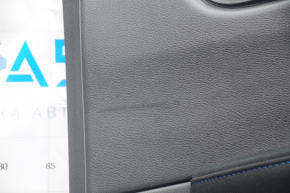 Обшивка дверей картка задня права Nissan Leaf 18-21 чорна з чорною вставкою шкіра, підлокітник ганчірка, подряпина