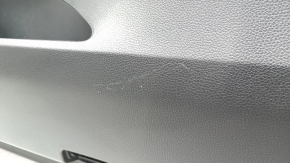 Обшивка двери карточка передняя правая Toyota Venza 23- кожа, черно-серая, вставка под дерево, царапины