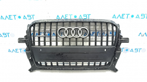 Решітка радіатора grill Audi Q5 8R 13-17 під парктроніки, чорний глянець, тріщини