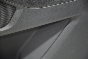 Обшивка двери карточка передняя правая Kia Optima 11-15 черная с серой вставкой тряпка, подлокотник кожа, царапины
