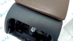 Консоль центральна підлокітник та підсклянники Audi Q5 8R 09-17 чорна, підлокітник коричнева шкіра, під підсклянник з підігрівом та охолодженням, подряпини