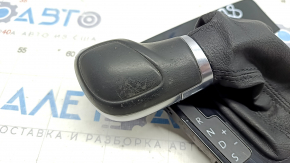 Ручка КПП з накладкою шифтера VW Passat b8 16-19 16- USA шкіра чорна, глянсова накладка, тип 1, потертості та подряпини на шкірі