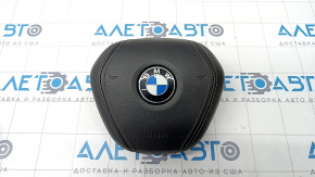 Подушка безопасности airbag в руль водительская BMW 5 G30 17-23 черная кожа, потрескана
