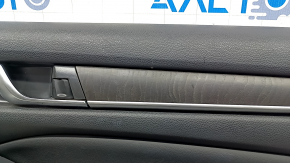 Обшивка дверей картка задня права Honda Accord 18-22 чорна шкіра, вставка під дерево