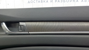 Обшивка дверей картка передня права Honda Accord 18-22 чорна шкіра, вставка під дерево