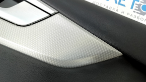 Обшивка двери карточка передняя правая Audi A4 B9 17-19 черная, черный подлокотник, накладка алюминий, Bang and Olufsen, царапины