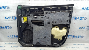 Обшивка двери карточка передняя левая Toyota Highlander 14-16 под JBL, кожа, черная, вставка под дерево, примята кожа