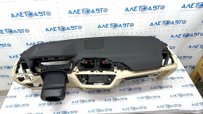Торпедо передняя панель с AIRBAG BMW X3 G01 18-21 черно-бежевое, без проекции, под чистку, трещина в накладке