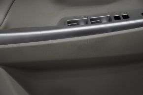 Обшивка двери карточка передняя левая Toyota Prius V 12-17 пластик беж, вставка кожа беж, с подсветкой, под читску, царапины