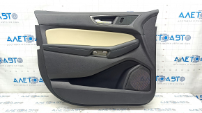 Обшивка двери карточка передняя левая Ford Edge 19-23 кожа, черная, бежевая вставка, SEL, царапины