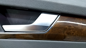 Обшивка двери карточка передняя правая Audi Q5 80A 18-20 темно серая, со вставкой под дерево, бежевый подлокотник со вставкой, царапины, под чистку