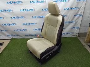 Водительское сидение Lexus RX350 RX450h 16-19 с airbag, электро, подогрев, вентиляция, кожа бежевая + коричневая, перфорация, микро-трещины, под химч
