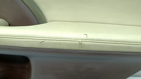 Обшивка дверей картка задня Lexus RX350 RX450h 16-17 шкіра коричнева + беж, вставка під світле дерево, подряпини, надриви
