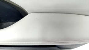Обшивка двери карточка передняя правая Lexus RX350 RX450h 16-17 кожа, черная с серой вставкой, молдинг под дерево, под химчистку