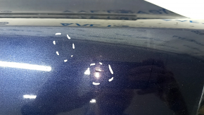 Бампер передний голый VW Touareg 11-14 без парктроников, под омыватели фар, синий LH5X, царапины, примят, трещины в креплениях