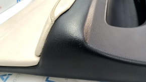 Обшивка двери карточка передняя левая BMW X5 E70 07-13 черная, бежевая вставка, накладка под дерево, царапины, потерта кожа, под чистку