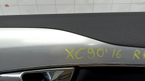 Обшивка двери карточка задняя правая Volvo XC90 16-22 кожа черная, серая вставка, тычки на вставке, царапины