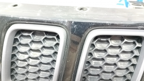 Решетка радиатора grill Jeep Compass 17- в сборе 3 части Trailhawk, черный глянец, серые вставки, песок