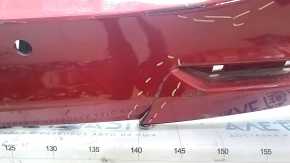 Бампер задній голий Ford Fusion mk5 19-20 під 4 парктроніки без Park Assist, червоний, порван праворуч, зламані кріплення