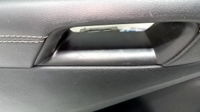 Обшивка дверей картка задня ліва Ford Edge 19-23 чорна Titanium, вставка та підлокітник чорна шкіра, біла строчка, подряпини