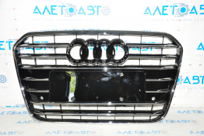 Грати радіатора в зборі Audi A6 C7 12-15 дорест під парктроніки, чорний глянець новий неоригінал