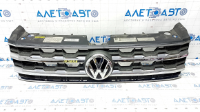 Грати радіатора grill VW Atlas 18-20 дорест з емблемою, під радар круїз, побілів пластик, пісок