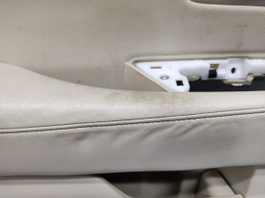 Обшивка двери карточка передняя левая Lexus RX350 RX450h 10-15 беж с бежевой вставкой кожа, подлокотник кожа, под память сидений, под чистку, примята кожа