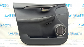 Обшивка двери карточка передняя левая Lexus NX200t NX300h 15-17 кожа черная, коричневая вставка, царапины, под чистку
