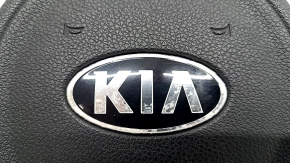 Подушка безопасности airbag в руль водительская Kia Niro 17-22 черная, ржавый пиропатрон, царапины на эмблеме