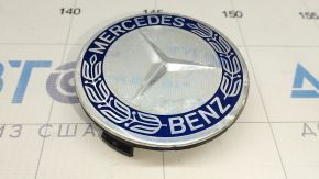 Центральний ковпачок на диск Mercedes GLS-class X166 13-19 75/70мм, синій, корозія на хромі
