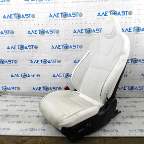 Сидіння водія Tesla Model S 21- без airbag, електричне, шкіра біла, потерта, під чистку, не працює електрика