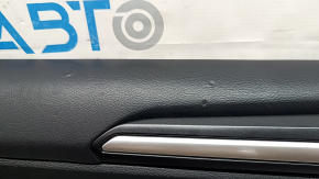 Обшивка двери карточка передняя левая Ford Fusion mk5 17-20 titanium, кожа черн, с подстветкой, трещины на молдинге, вмятины на коже