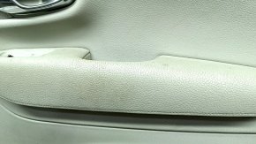 Обшивка дверей картка задня права Volvo XC90 16-22 шкіра сіра, вставка під дерево, прокол, подряпини, під хімчистку
