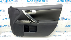 Обшивка дверей картка передня права Lexus CT200h 11-17 чорна шкіра, тріщини в ручці