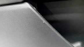 Обшивка двери карточка задняя левая Ford Fusion mk5 17-20 черная с серой вставкой, тряпка, подлокотник кожа, молдинг серый, царапины, отсутствует заглушка