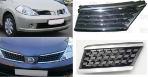 Решетка радиатора grill правая Nissan Tiida 06-12