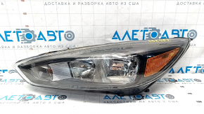 Фара передняя левая голая Ford Focus mk3 15-18 рест, галоген, темная, под полировку