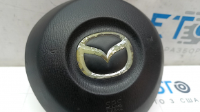 Подушка безопасности airbag в руль водительская Mazda 3 14-16 BM дорест черн полез хром значка, сломано крепление