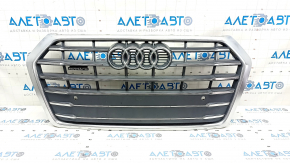 Грати радіатора grill Audi Q5 80A 18-20 в зборі, з емблемами, хром, під парктроніки, пісок