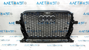 Грати радіатора grill Audi Q5 8R 13-17 під парктроніки, чорний глянець,