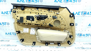 Обшивка дверей картка передня права BMW 5 F10 11-16 шкіра Dakota бежева, подряпини, тріщини, потерта ручка