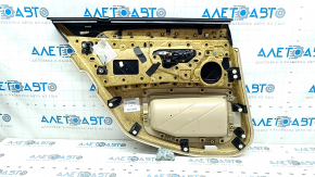 Обшивка дверей картка задня права BMW 5 F10 11-16 шкіра Dakota бежева без штори, подряпини, тріщини, потерта ручка, тичка