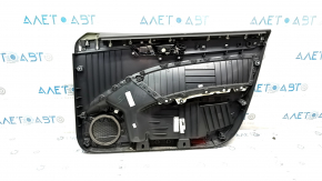 Обшивка дверей картка передня ліва VW Passat b8 16-19 USA чорн з чорною вставкою пластик, підлокітник шкіра, молдинг сірий глянець, надламані кріплення