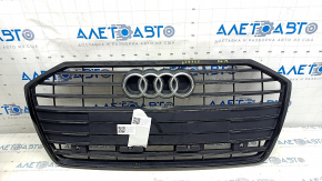 Грати радіатора в зборі Audi A6 C8 19-23 під парктроніки без радара, чорний глянець, немає фрагмента, подряпини