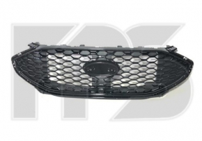 Грати радіатора grill Ford Edge 19-24 під камеру, ST, чорний глянець